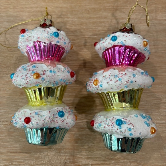 Anthropologie Other - Anthropologie Sugar Rush Cupcake Tower Christmas Ornaments, Set of 2